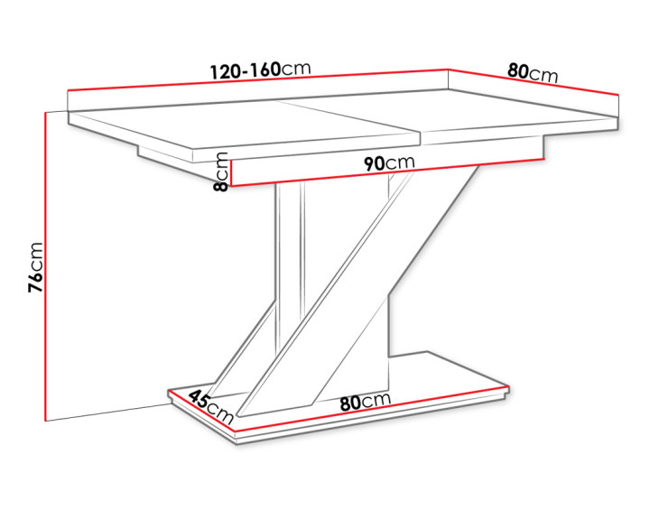 Table a manger extensible blanc et effet béton 120 à 160cm Burnie