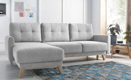 BOBOCHIC BALIO - Canapé d'angle en tissu convertible avec coffre 4 places - Gauche BOBOCHIC BALIO - Canapé d'angle en tissu convertible avec coffre 4 places - Gauche