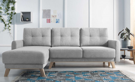 BOBOCHIC BALIO - Canapé d'angle en tissu convertible avec coffre 4 places - Gauche BOBOCHIC BALIO - Canapé d'angle en tissu convertible avec coffre 4 places - Gauche