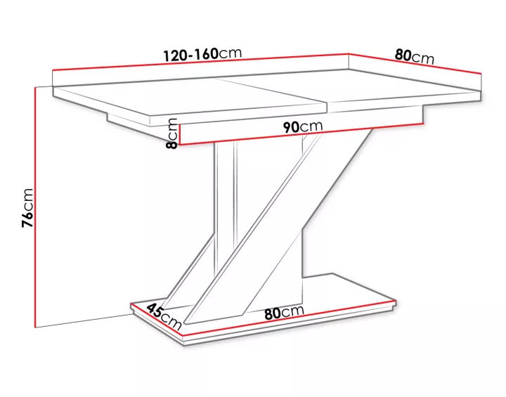 Table à manger extensible noir et effet béton 120 à 160 cm Burnie