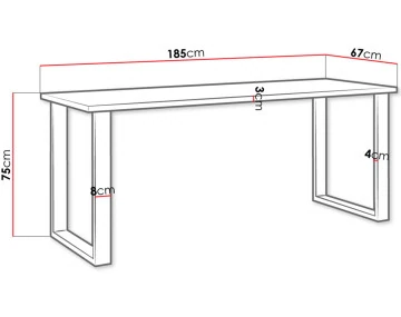 Table à manger blanche et pieds noirs 185cm Caronal