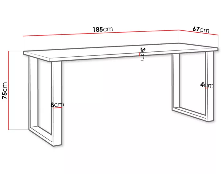 Table à manger blanche et pieds noirs 185cm Caronal