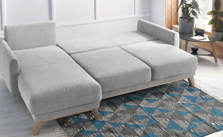 BOBOCHIC BALIO - Canapé d'angle en tissu convertible avec coffre 4 places - Gauche BOBOCHIC BALIO - Canapé d'angle en tissu convertible avec coffre 4 places - Gauche
