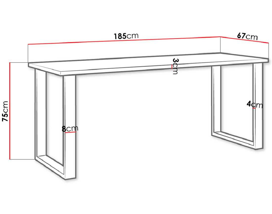 Table à manger chêne clair et noir 185 cm Caronal