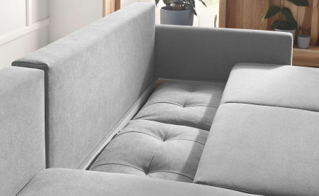 BOBOCHIC BALIO - Canapé d'angle en tissu convertible avec coffre 4 places - Gauche BOBOCHIC BALIO - Canapé d'angle en tissu convertible avec coffre 4 places - Gauche