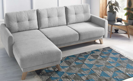BOBOCHIC BALIO - Canapé d'angle en tissu convertible avec coffre 4 places - Gauche BOBOCHIC BALIO - Canapé d'angle en tissu convertible avec coffre 4 places - Gauche