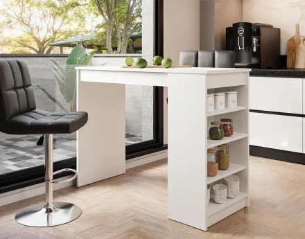 Table de bar avec rangements blanc de 2 à 4 personnes Drazic