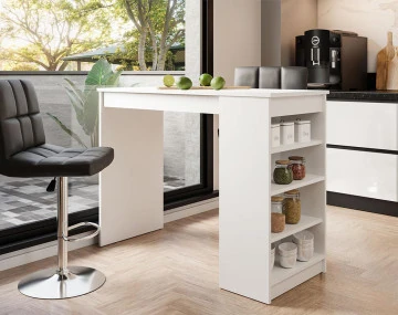 Table de bar avec rangements blanc de 2 à 4 personnes Drazic