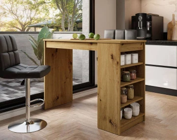 Table de bar avec rangements effet bois de 2 à 4 personnes Drazic