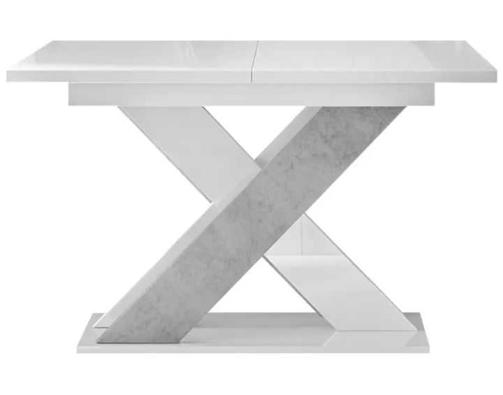 Table à manger extensible blanc et effet béton 120 à 160 cm Tosca