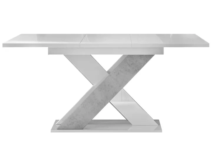 Table à manger extensible blanc et effet béton 120 à 160 cm Tosca