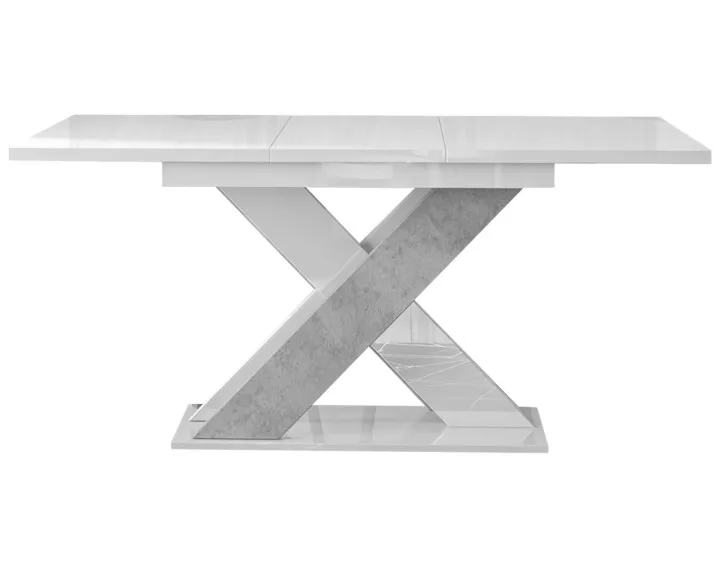 Table à manger extensible blanc et effet béton 120 à 160 cm Tosca