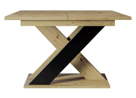 Table à manger extensible chêne clair et noir 120 à 160 cm Tosca