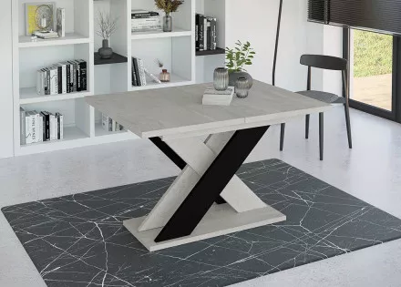 Tosca - table à manger extensible - gris et noir - 4 à 6 personnes