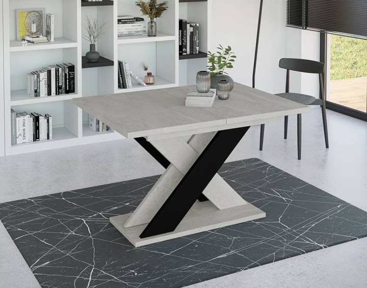 Table à manger extensible -  gris et noir 120 à 160 cm Tosca