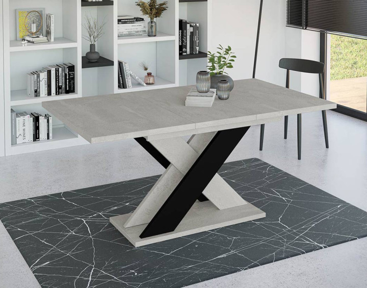 Table à manger extensible -  gris et noir 120 à 160 cm Tosca