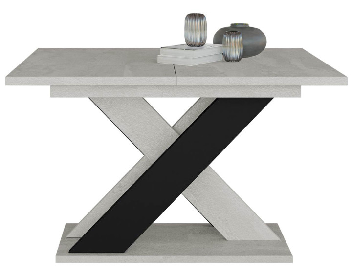 Table à manger extensible -  gris et noir 120 à 160 cm Tosca