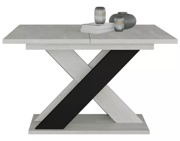 Tosca - table à manger extensible - gris et noir - 4 à 6 personnes