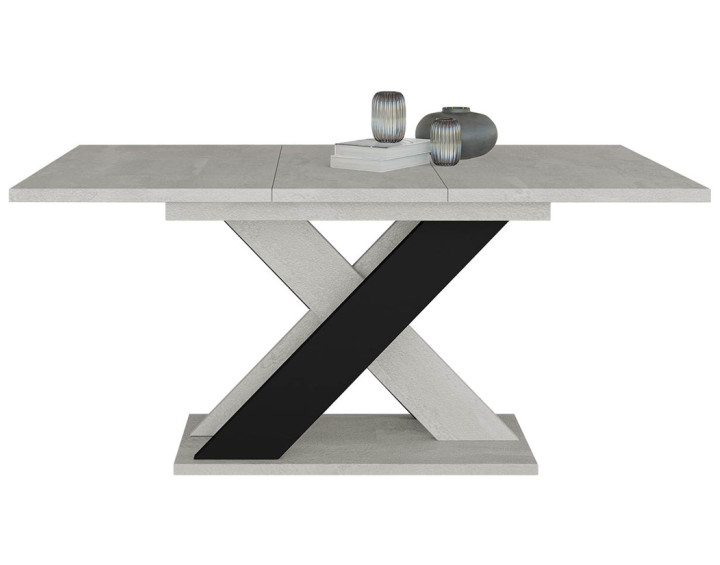 Table à manger extensible -  gris et noir 120 à 160 cm Tosca