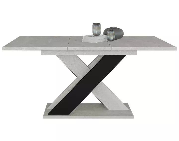 Tosca - table à manger extensible - gris et noir - 4 à 6 personnes