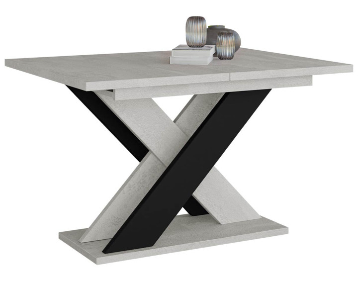 Table à manger extensible -  gris et noir 120 à 160 cm Tosca