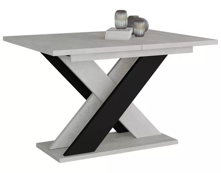 Tosca - table à manger extensible - gris et noir - 4 à 6 personnes