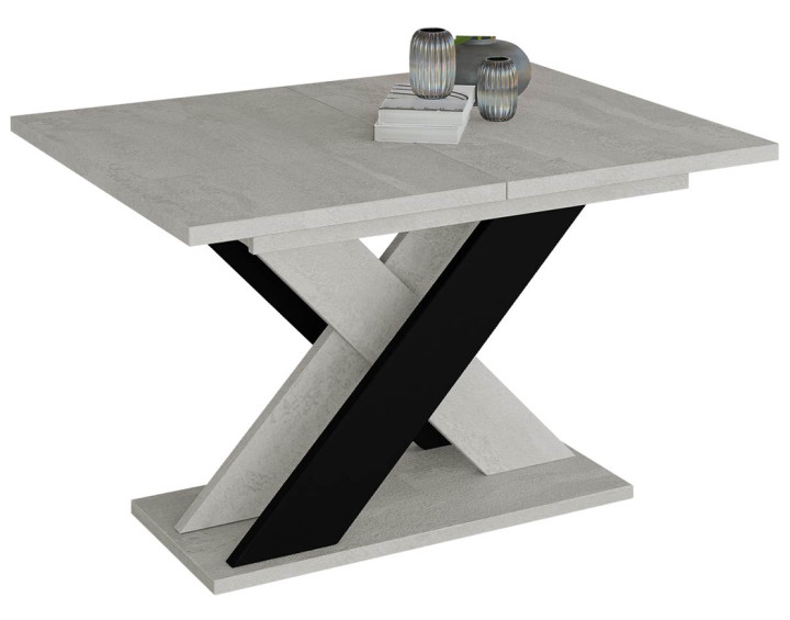 Table à manger extensible -  gris et noir 120 à 160 cm Tosca