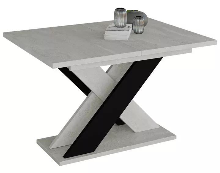 Tosca - table à manger extensible - gris et noir - 4 à 6 personnes