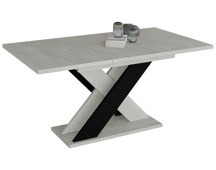 Table à manger extensible -  gris et noir 120 à 160 cm Tosca