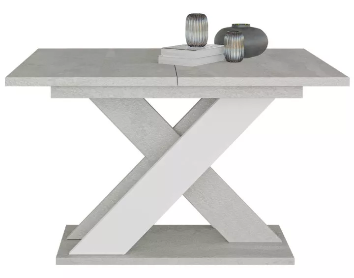 Table à manger extensible gris et blanc 120 à 160 cm Tosca