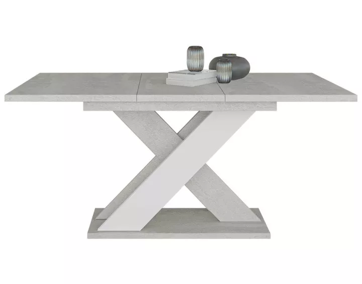 Table à manger extensible gris et blanc 120 à 160 cm Tosca