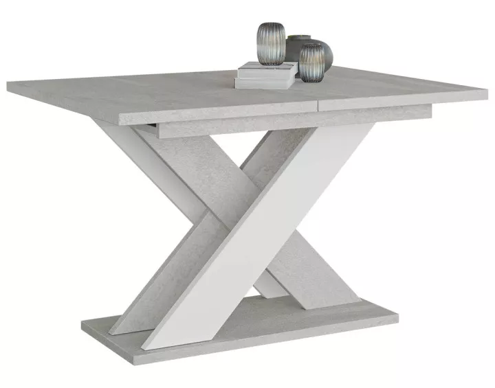 Table à manger extensible gris et blanc 120 à 160 cm Tosca