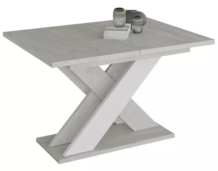 Table à manger extensible gris et blanc 120 à 160 cm Tosca