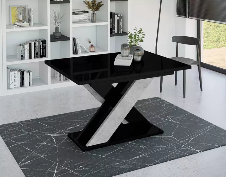 Table à manger extensible noir et gris 120 à 160 cm Tosca