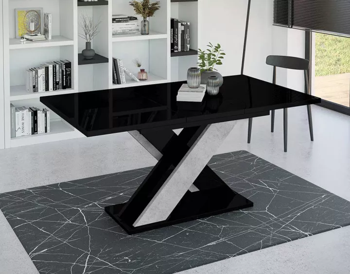 Table à manger extensible noir et gris 120 à 160 cm Tosca