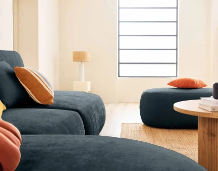 Santorini - pouf modulable en tissu texturé