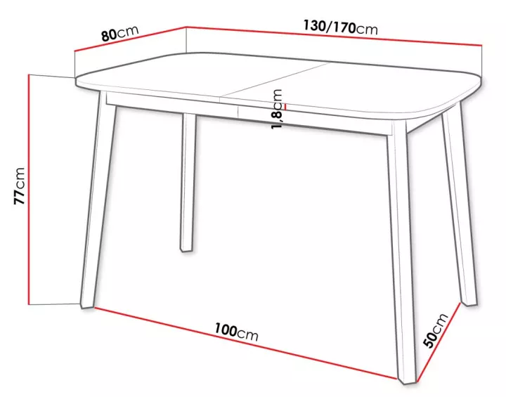 Table à manger extensible blanc et noir 130 à 170 cm Magov