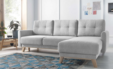 BOBOCHIC BALIO - Canapé d'angle en tissu convertible avec coffre 4 places - Droit BOBOCHIC BALIO - Canapé d'angle en tissu convertible avec coffre 4 places - Droit