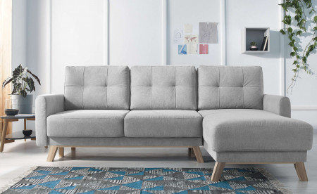 BOBOCHIC BALIO - Canapé d'angle en tissu convertible avec coffre 4 places - Droit BOBOCHIC BALIO - Canapé d'angle en tissu convertible avec coffre 4 places - Droit