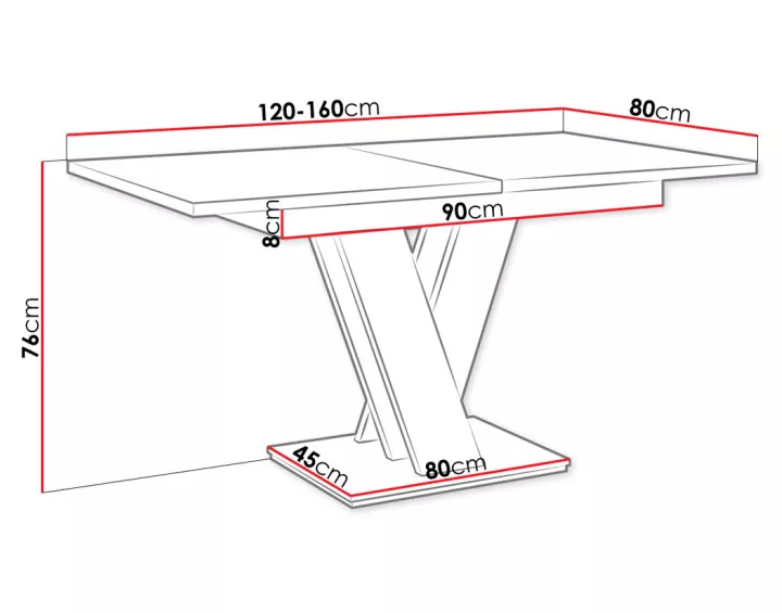 Table à manger extensible blanc 120 à 160 cm Xandriel