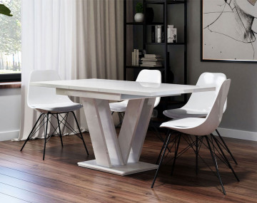 Table à manger extensible blanc 120 à 160 cm Xandriel