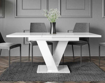 Table à manger extensible blanc 120 à 160 cm Xandriel
