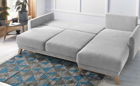 BOBOCHIC BALIO - Canapé d'angle en tissu convertible avec coffre 4 places - Droit BOBOCHIC BALIO - Canapé d'angle en tissu convertible avec coffre 4 places - Droit