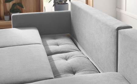 BOBOCHIC BALIO - Canapé d'angle en tissu convertible avec coffre 4 places - Droit BOBOCHIC BALIO - Canapé d'angle en tissu convertible avec coffre 4 places - Droit