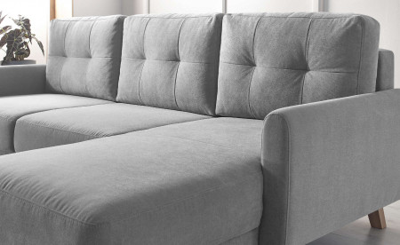 BOBOCHIC BALIO - Canapé d'angle en tissu convertible avec coffre 4 places - Droit BOBOCHIC BALIO - Canapé d'angle en tissu convertible avec coffre 4 places - Droit