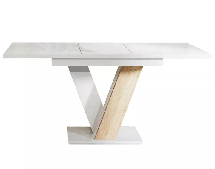 Table à manger extensible blanc et chêne clair 120 à 160 cm Xandriel