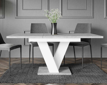 Table à manger extensible gris et blanc 120 à 160 cm Xandriel