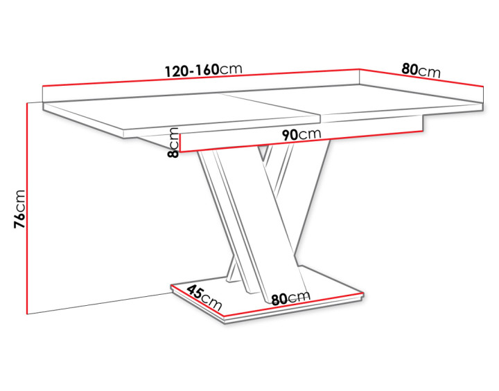 Table à manger extensible gris et blanc 120 à 160 cm Xandriel