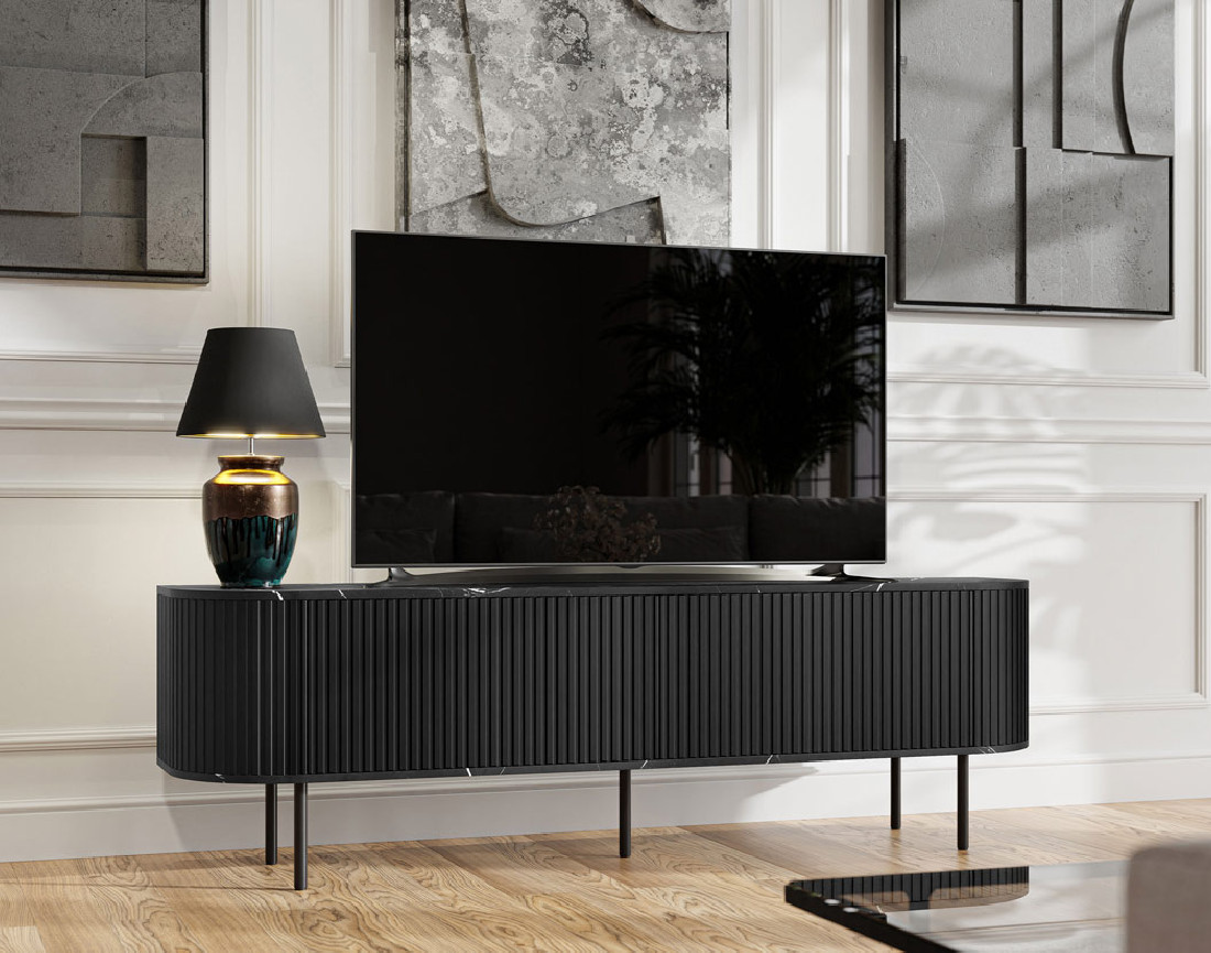 Meuble TV noir 180 cm Thio