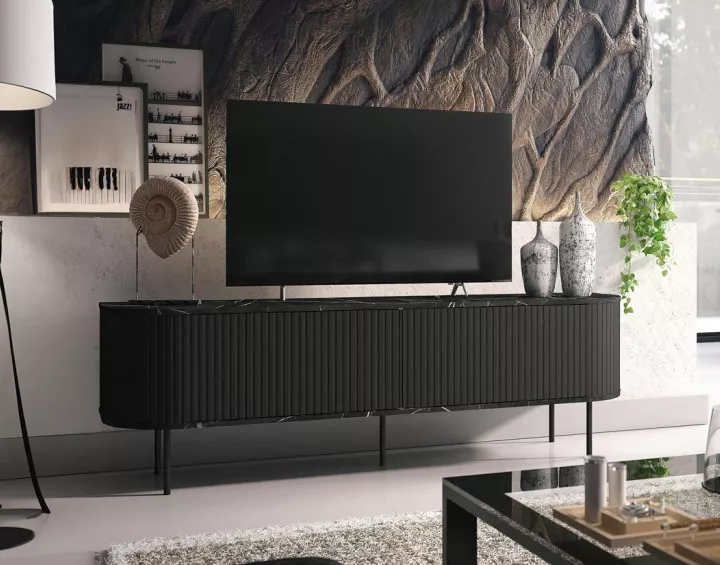 Meuble TV noir 180 cm Thio